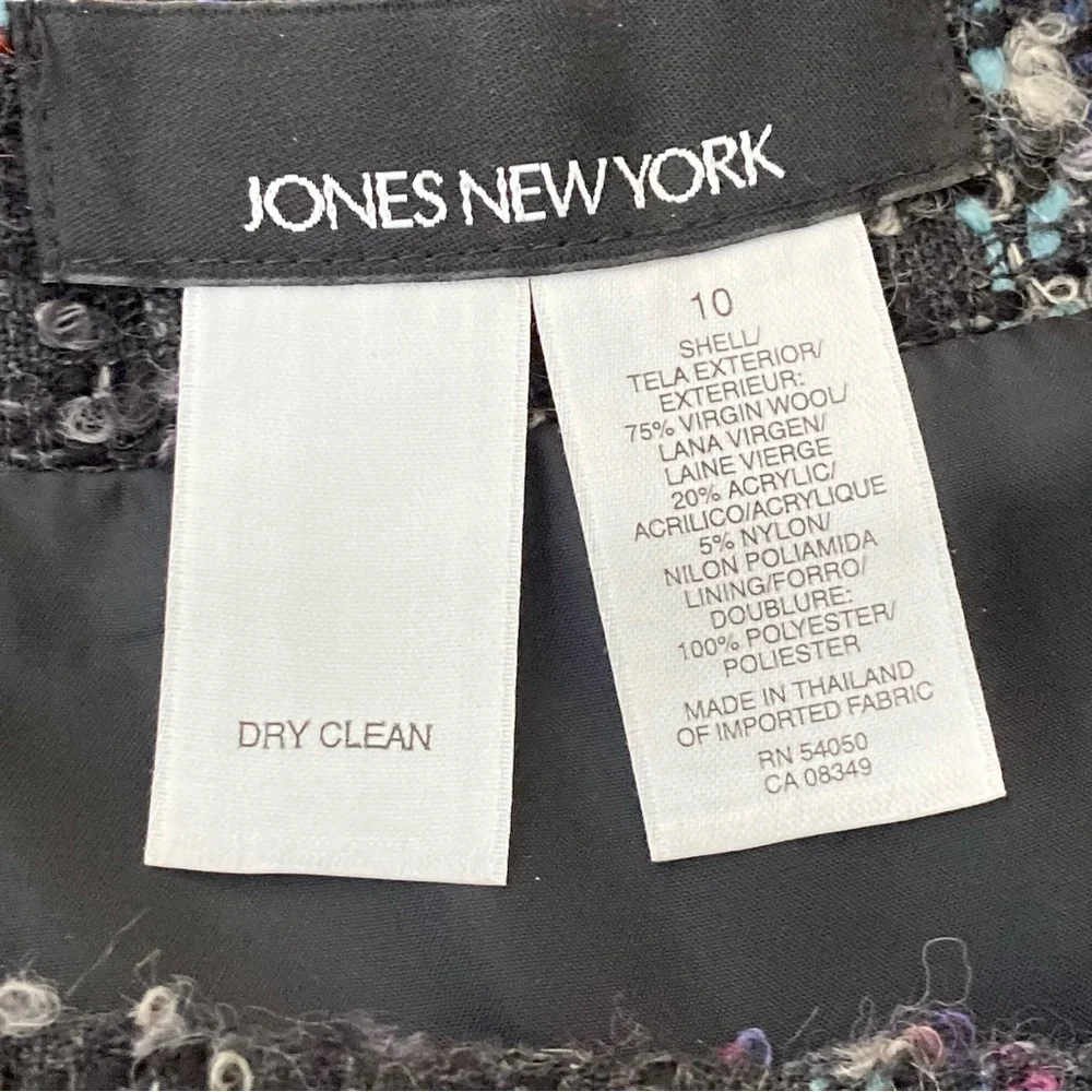 Jones New York Wool Blend Plaid Skirt Black Blue